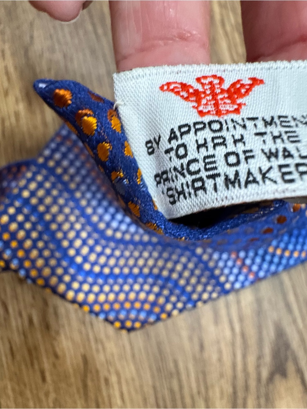 Turnbull & Asser Silk Tie Classic Width Blue Orange Royal Warrant England - Picture 5 of 6